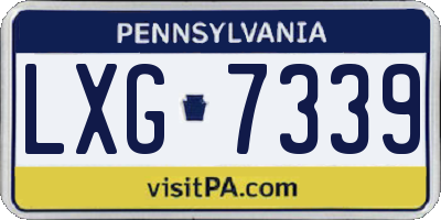PA license plate LXG7339