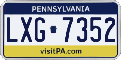 PA license plate LXG7352