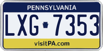 PA license plate LXG7353