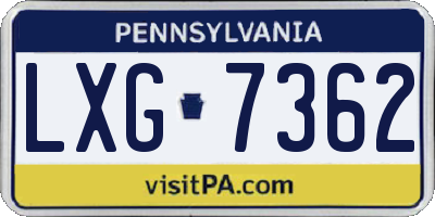 PA license plate LXG7362