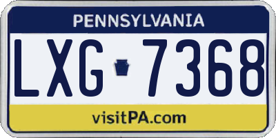 PA license plate LXG7368