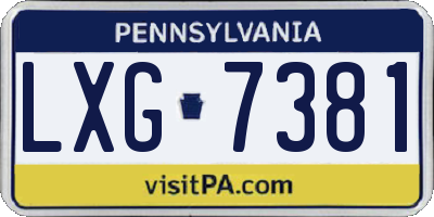 PA license plate LXG7381