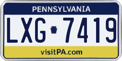 PA license plate LXG7419
