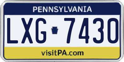 PA license plate LXG7430