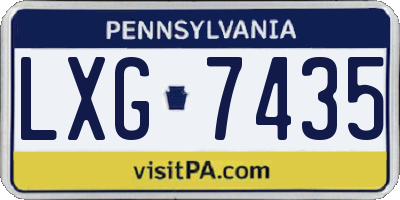 PA license plate LXG7435