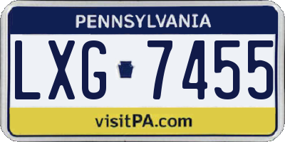 PA license plate LXG7455
