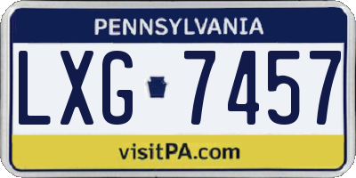 PA license plate LXG7457