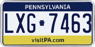 PA license plate LXG7463