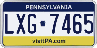 PA license plate LXG7465