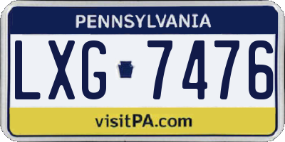 PA license plate LXG7476