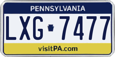 PA license plate LXG7477