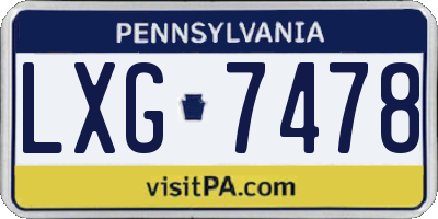 PA license plate LXG7478