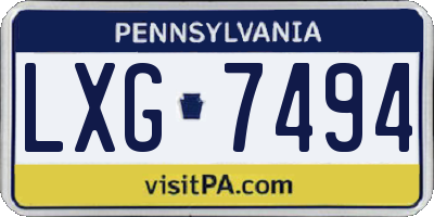 PA license plate LXG7494