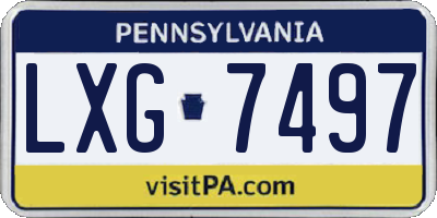 PA license plate LXG7497