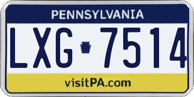 PA license plate LXG7514