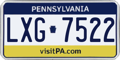 PA license plate LXG7522