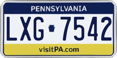PA license plate LXG7542
