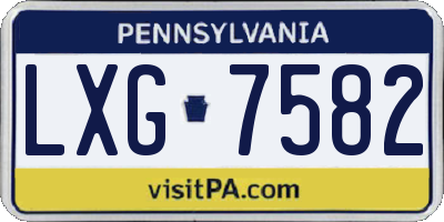 PA license plate LXG7582