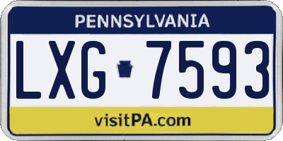 PA license plate LXG7593