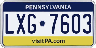 PA license plate LXG7603