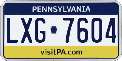 PA license plate LXG7604