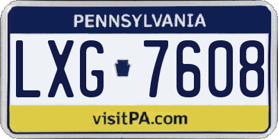 PA license plate LXG7608