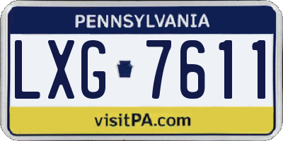 PA license plate LXG7611
