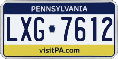 PA license plate LXG7612