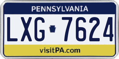 PA license plate LXG7624
