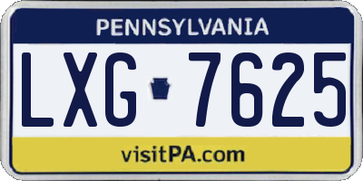 PA license plate LXG7625