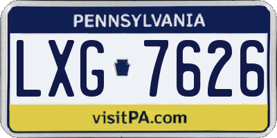 PA license plate LXG7626