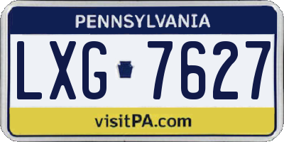 PA license plate LXG7627