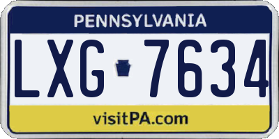 PA license plate LXG7634