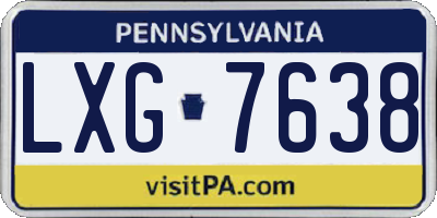 PA license plate LXG7638
