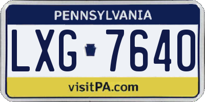 PA license plate LXG7640
