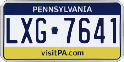 PA license plate LXG7641