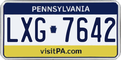 PA license plate LXG7642