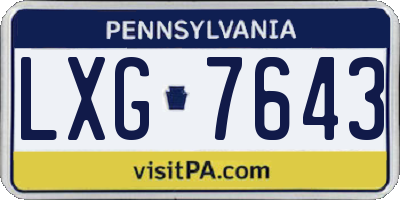 PA license plate LXG7643