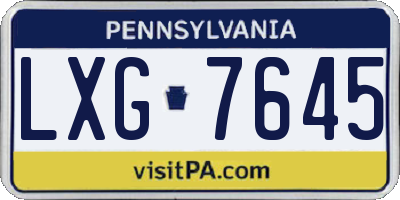 PA license plate LXG7645