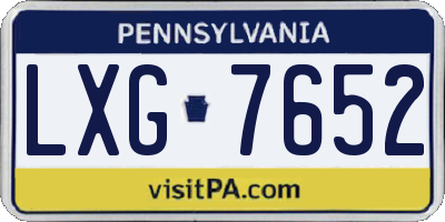 PA license plate LXG7652