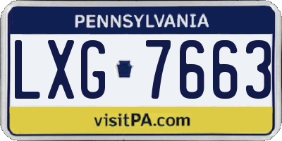 PA license plate LXG7663