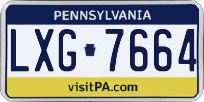 PA license plate LXG7664