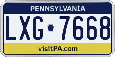PA license plate LXG7668