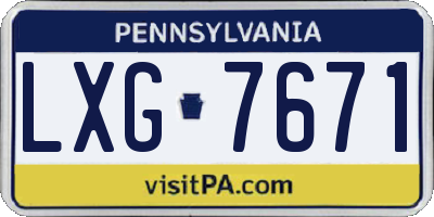 PA license plate LXG7671