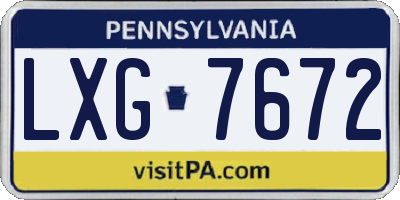 PA license plate LXG7672