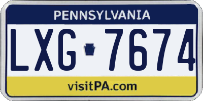 PA license plate LXG7674