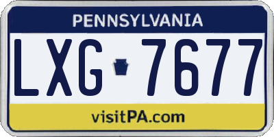 PA license plate LXG7677