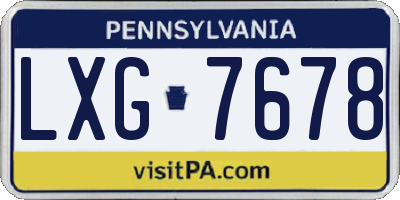 PA license plate LXG7678