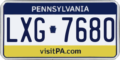 PA license plate LXG7680