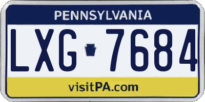 PA license plate LXG7684
